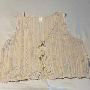 Old Navy Cream Knit Vest with Tie-Front